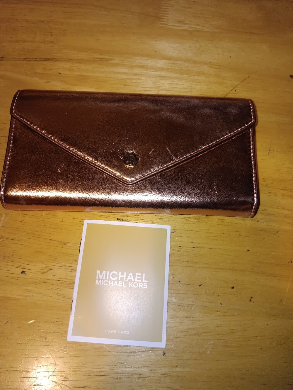 Michael Kors Metallic Rose Gold Envelope Wallet